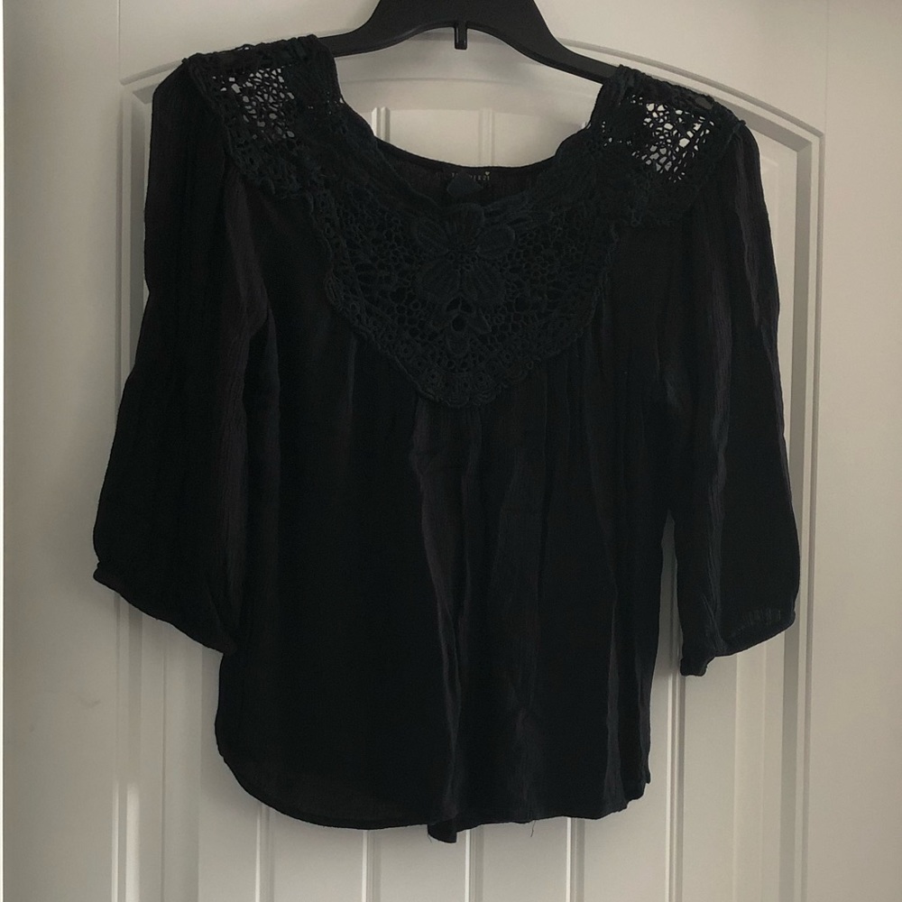 Forever 21 Small S Black Blouse Beautiful Trim